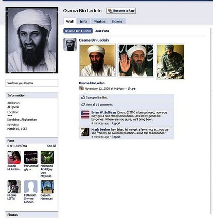 osama bin laden facebook. Osama bin Laden Facebook page
